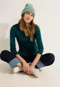 Вязаная шапка Cecil из мягкой смеси материалов, зеленый