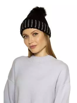 Вязаная шапка Darla со стразами и помпоном ALEXIA ADMOR, черный