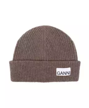 Вязаная шапка Ganni, коричневый