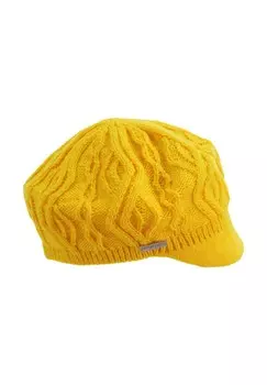 Вязаная шапка газетчика узором «косы» 19429-0 SEEBERGER, цвет Zitrone