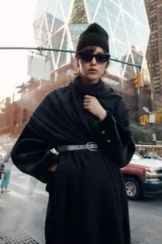 Вязаная шапка из 100% кашемира ZARA, черный