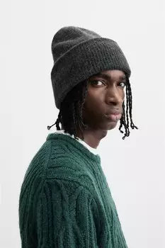 Вязаная шапка из альпаки ZARA, средне-синий