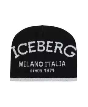 Вязаная шапка из чесаной полушерсти. Iceberg, черный