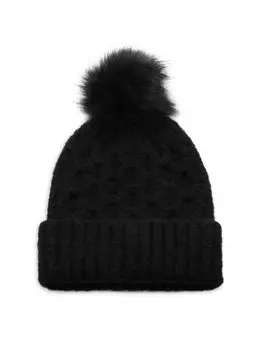 Вязаная шапка из искусственного меха Marcus Adler NY с помпоном косой вязки Marcus Adler, черный