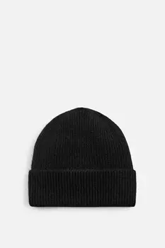 Вязаная шапка из кашемира ZARA, черный