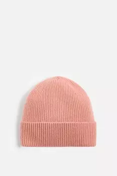 Вязаная шапка из кашемира ZARA, пастельно-розовый