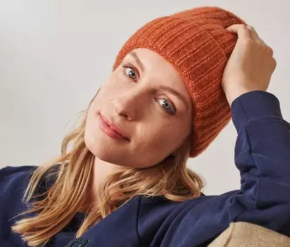 Вязаная шапка из шерсти Tchibo, оранжевый