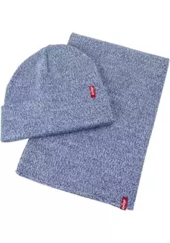 Вязаная шапка Levi's "HOLIDAY GIFT S" (2 шт.), и шарф в комплекте, синий