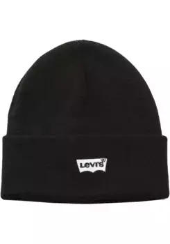 Вязаная шапка Levi's "УНИСЕКС" с вышитым логотипом "летучая мышь", черный