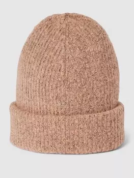 Вязаная шапка меланжевого цвета модель "ПИРОН" Pieces, коричневый