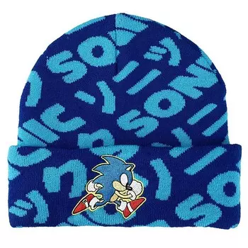 Вязаная шапка на плоской подошве с вышивкой Sonic Licensed Character, синий