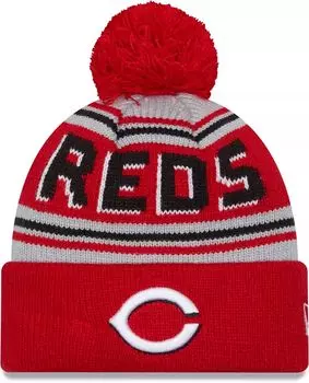 Вязаная шапка New Era для взрослых Cincinnati Reds Red Word с помпоном