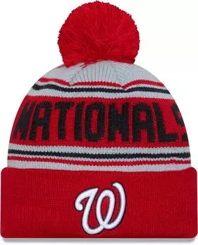 Вязаная шапка New Era для взрослых Washington Nationals с красным словом и помпоном