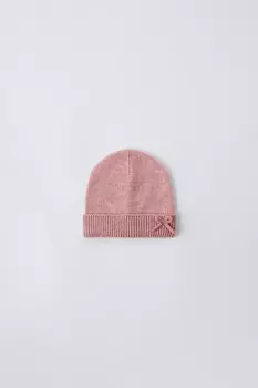 Вязаная шапка с бантом ZARA, розовый