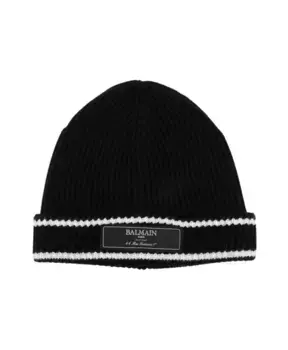 Вязаная шапка с логотипом Balmain, черный