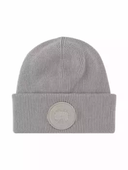 Вязаная шапка с логотипом Canada Goose, серый