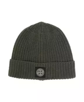 Вязаная шапка с логотипом компаса Stone Island, зеленый