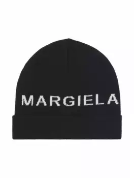 Вязаная шапка с логотипом MM6 MAISON MARGIELA, черный
