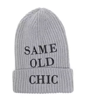 Вязаная шапка с логотипом Moschino, серый