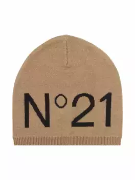 Вязаная шапка с логотипом N°21, коричневый