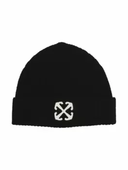 Вязаная шапка с логотипом Off-White, черный