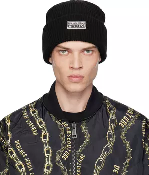 Вязаная шапка с логотипом Versace Jeans Couture