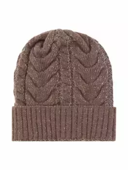 Вязаная шапка с люрексом Panicale, коричневый