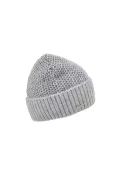 Вязаная шапка с манжетами из микса шерсти в миксе ананас 19124-0 SEEBERGER, цвет Rauchgrau One Size