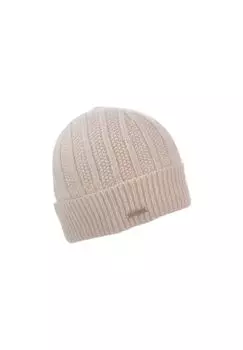 Вязаная шапка с манжетами из шерсти яка цвета ананас 19101-0 SEEBERGER, цвет Offweiss One Size