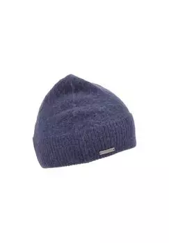 Вязаная шапка с манжетами из смеси шерсти альпаки структурированного микса 19110-0 SEEBERGER, цвет Jeans One Size