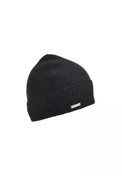 Вязаная шапка с манжетами волнистой структуры 19027-0 SEEBERGER, цвет Schwarz One Size