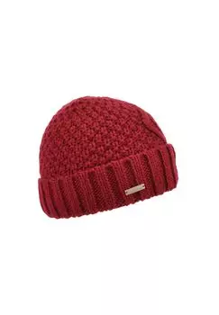 Вязаная шапка с манжетой и косой узором 19172-2 SEEBERGER, цвет Vino One Size