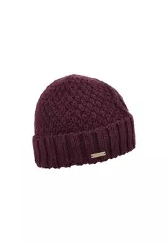 Вязаная шапка с манжетой и косой узором 19172-2 SEEBERGER, цвет Burgund One Size