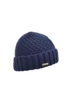 Вязаная шапка с манжетой и косой узором 19172-2 SEEBERGER, цвет Marine One Size