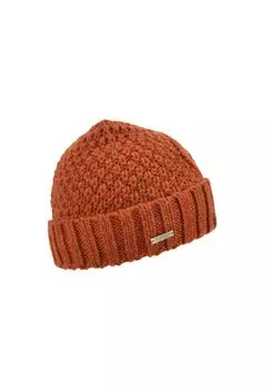 Вязаная шапка с манжетой и косой узором 19172-2 SEEBERGER, цвет Rost One Size