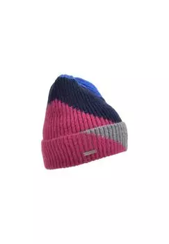 Вязаная шапка с манжетой и специальными полосками 19469-0 SEEBERGER, цвет Tinte/violett