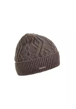 Вязаная шапка с манжетой и тонким узором «косы» 19426-2 SEEBERGER, цвет Nutria