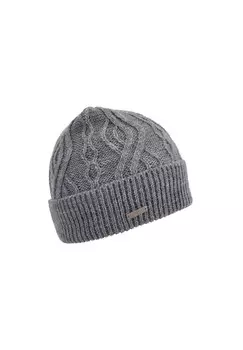 Вязаная шапка с манжетой и тонким узором «косы» 19426-2 SEEBERGER, дымчато-серый