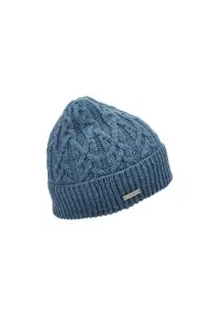 Вязаная шапка с манжетой тонким узором «косы» 19183-2 SEEBERGER, цвет Bottle One Size