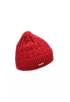 Вязаная шапка с манжетой тонким узором «косы» 19183-2 SEEBERGER, цвет Feuer One Size