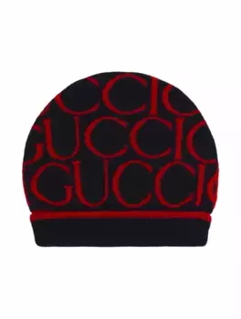 Вязаная шапка с монограммой Gucci, мультиколор