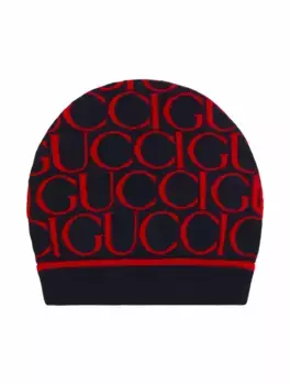 Вязаная шапка с монограммой Gucci, мультиколор