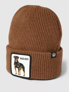 Вязаная шапка с мотивом и нашивкой модель "Ruff Stuff" GOORIN BROS., темно-коричневый