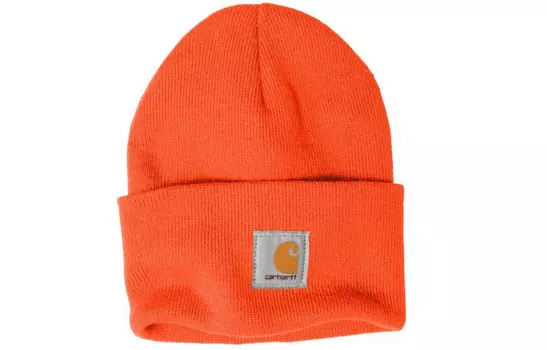 Вязаная шапка с нашивкой-логотипом Carhartt, оранжево-красный