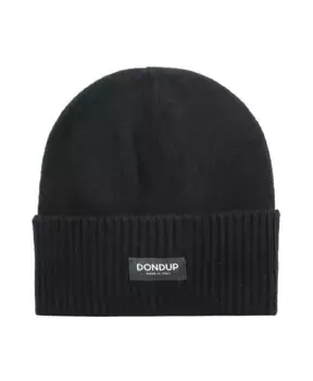 Вязаная шапка с нашивкой логотипом Dondup, черный