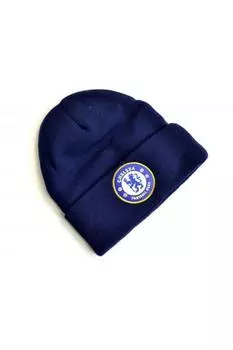 Вязаная шапка с отворотом и гербом Chelsea FC, темно-синий