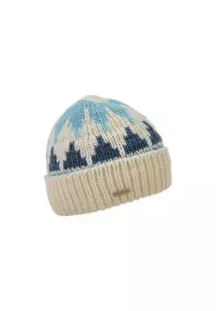 Вязаная шапка с отворотом и жаккардовым узором 19198-0 SEEBERGER, цвет Offweiss Acqua One Size