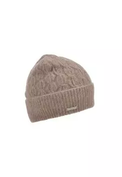 Вязаная шапка с отворотом из альпаки узором «косы» 19105-0 SEEBERGER, цвет Nutria One Size