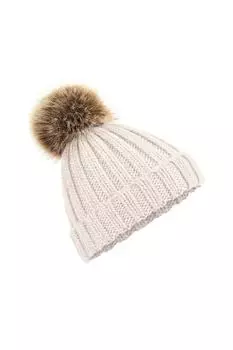 Вязаная шапка с помпоном Beechfield, бежевый