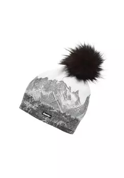 Вязаная шапка с помпоном Нарисуй Люкс Кристалл Eisbar, цвет White Druck Schwarz Schwarz